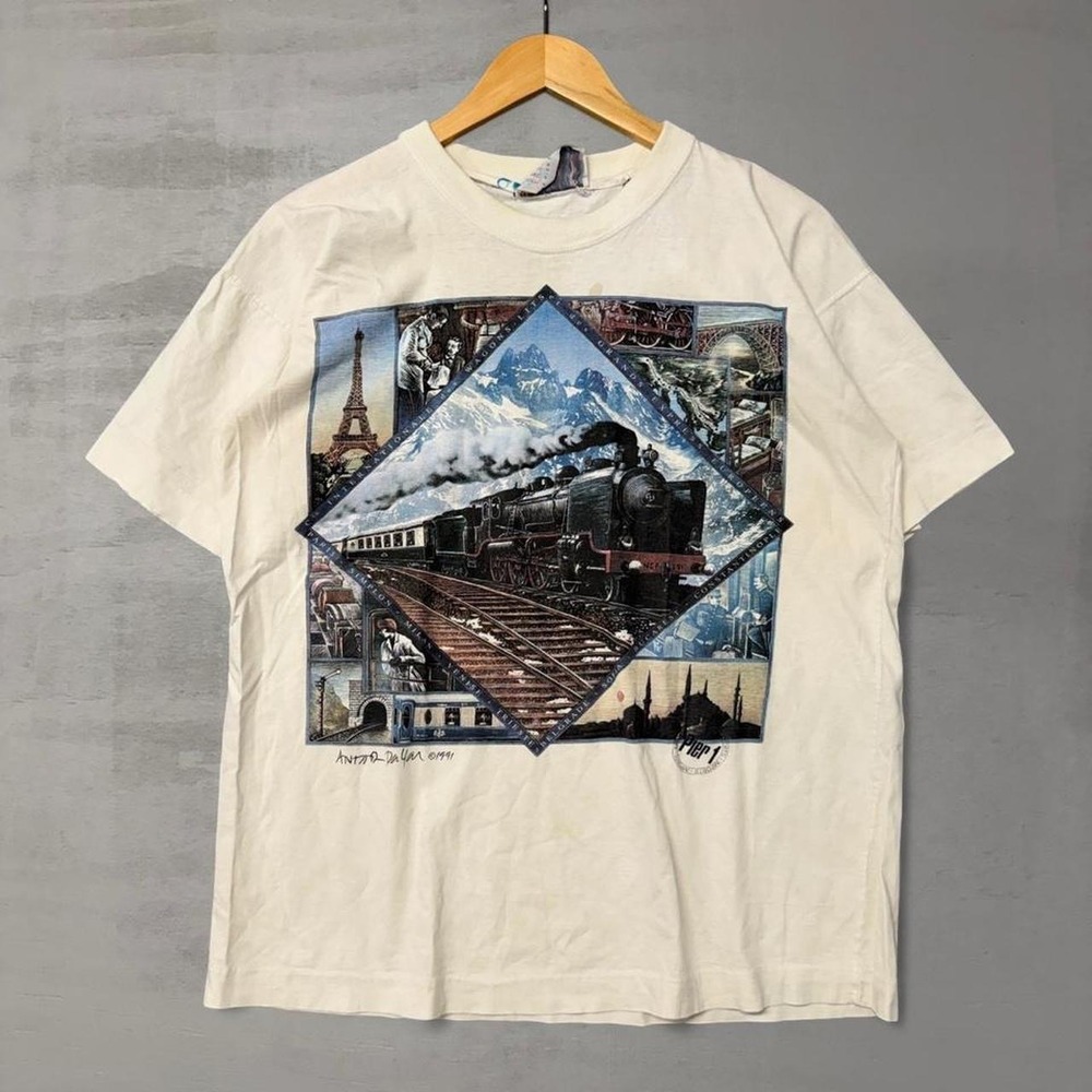 Passports Pier 1 Imports‎ Art Tee Shirt Vintage 1991 Orient Express Train XL